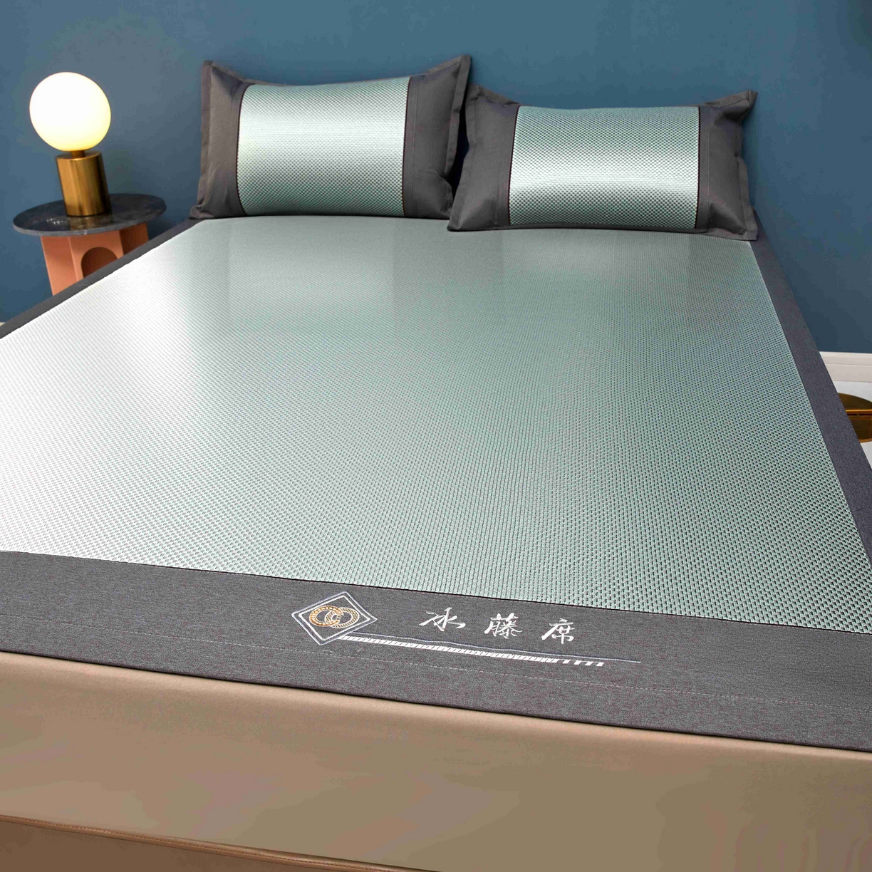 91家纺网 家纺一手货源 找家纺 席匠 2026新款冰藤三明治凉席席子 绿色