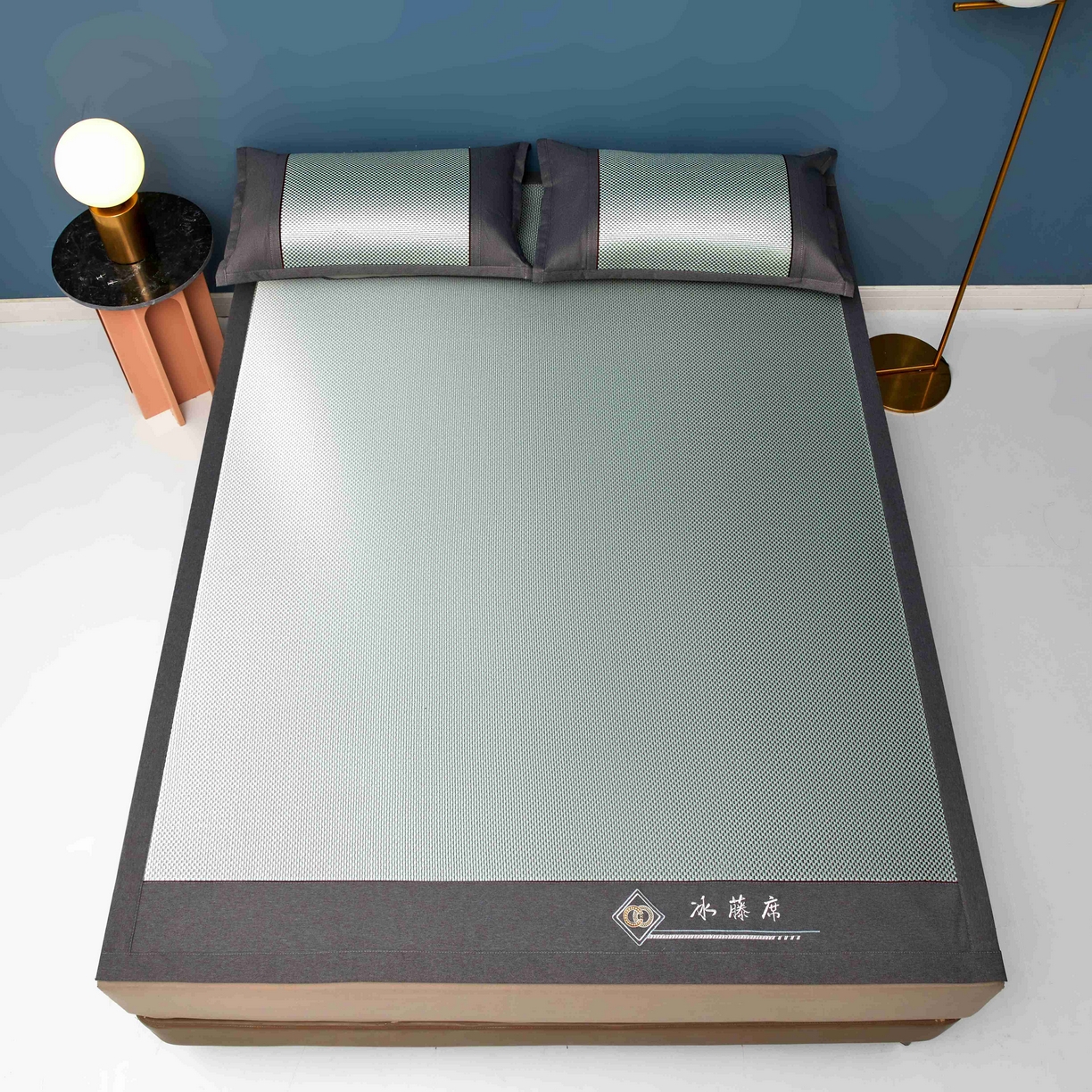 91家纺网 家纺一手货源 找家纺 席匠 2026新款冰藤三明治凉席席子 绿色