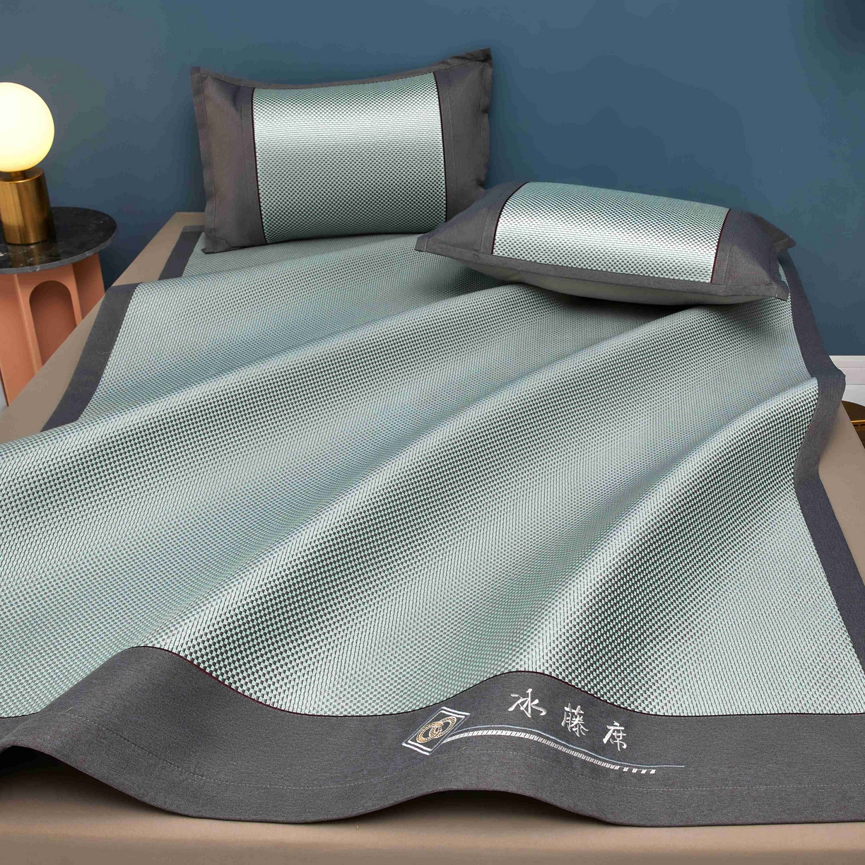 91家纺网 家纺一手货源 找家纺 席匠 2026新款冰藤三明治凉席席子 绿色