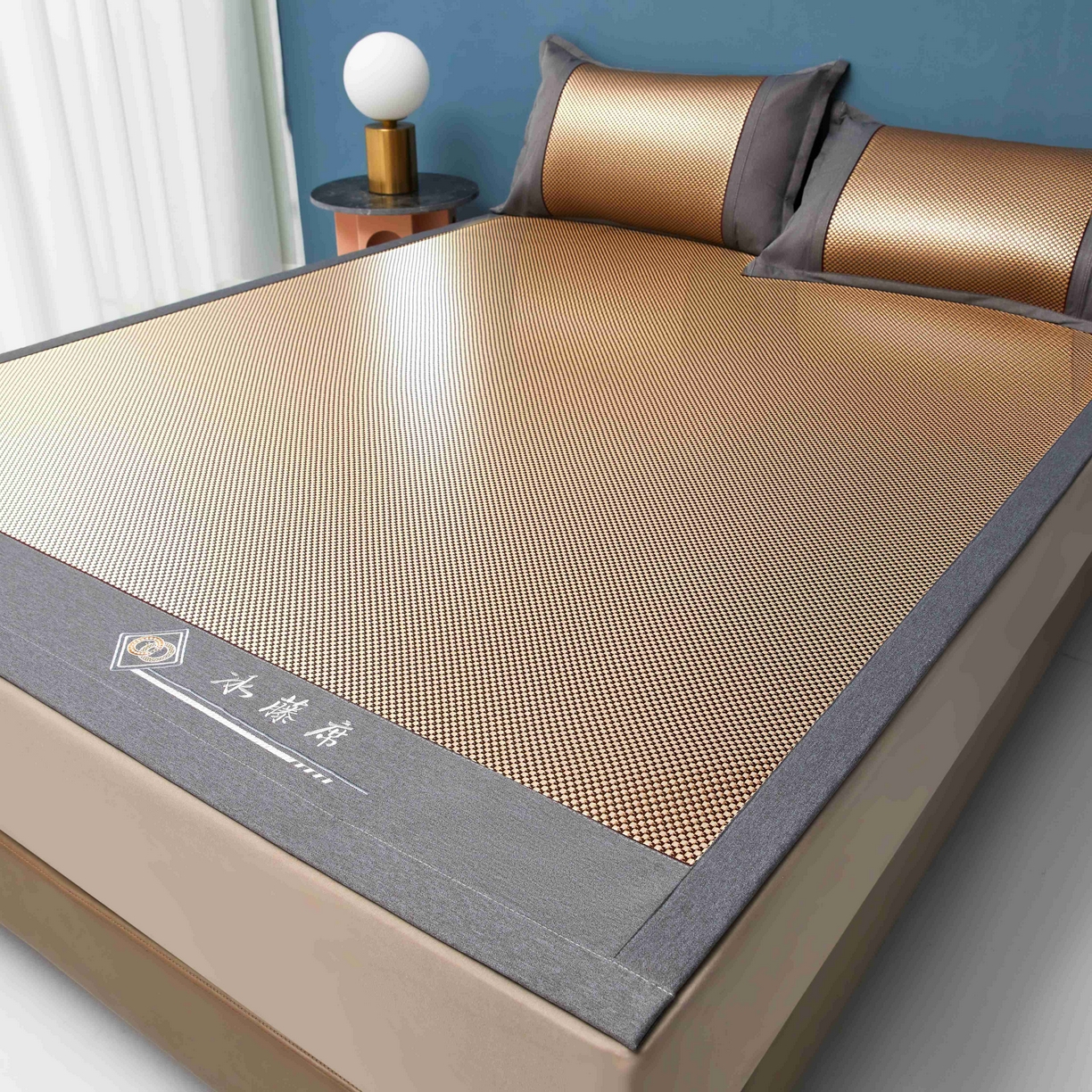 91家纺网 家纺一手货源 找家纺 席匠 2026新款冰藤三明治凉席席子 棕色