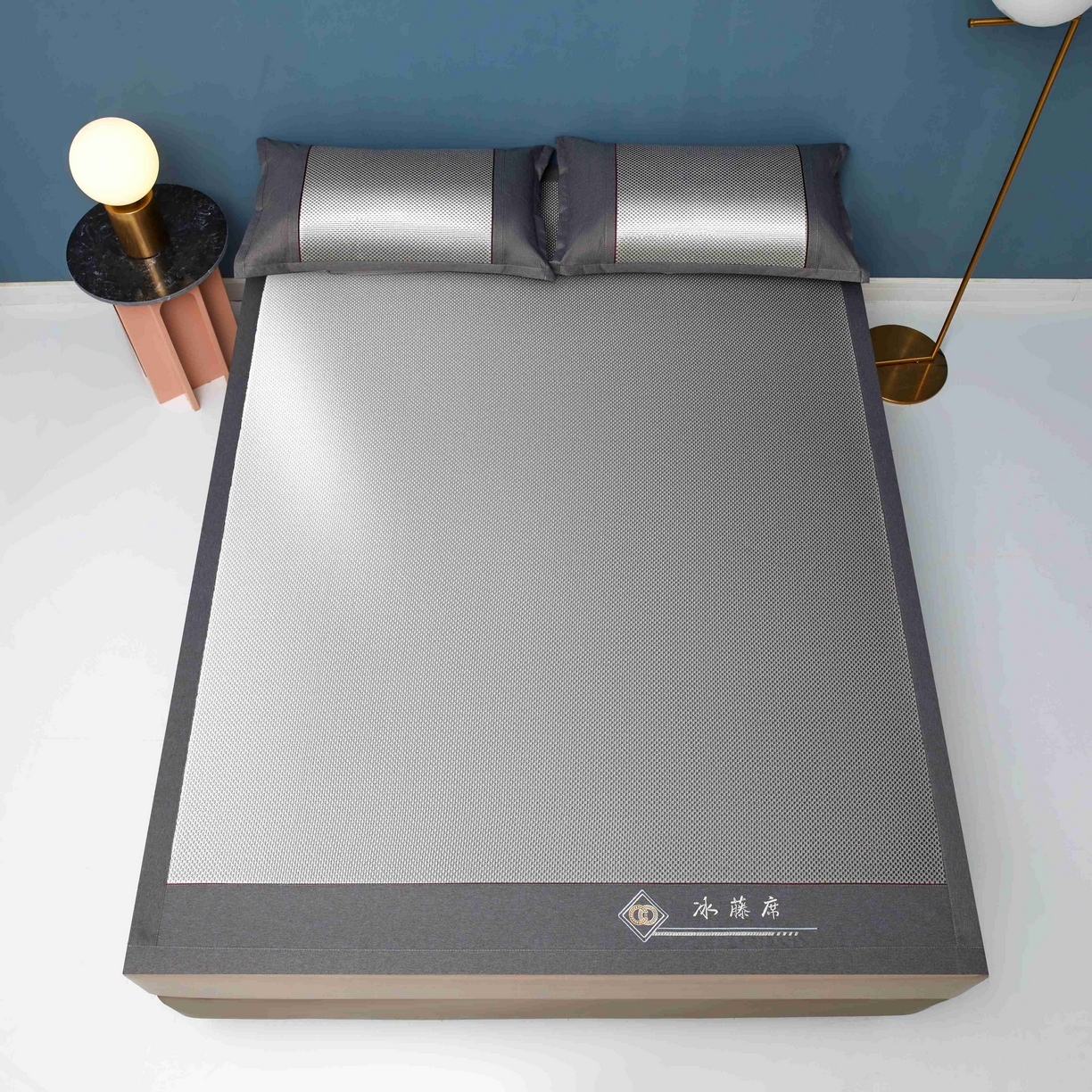 91家纺网 家纺一手货源 找家纺 席匠 2026新款冰藤三明治凉席席子 灰色
