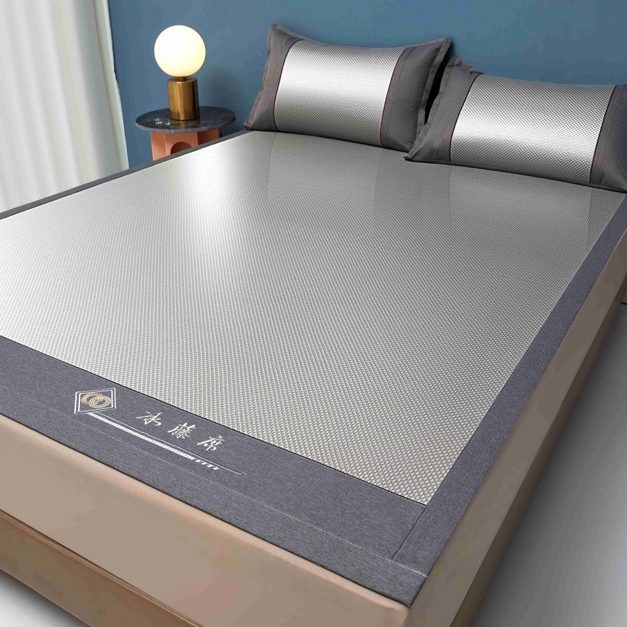 91家纺网 家纺一手货源 找家纺 席匠 2026新款冰藤三明治凉席席子 灰色