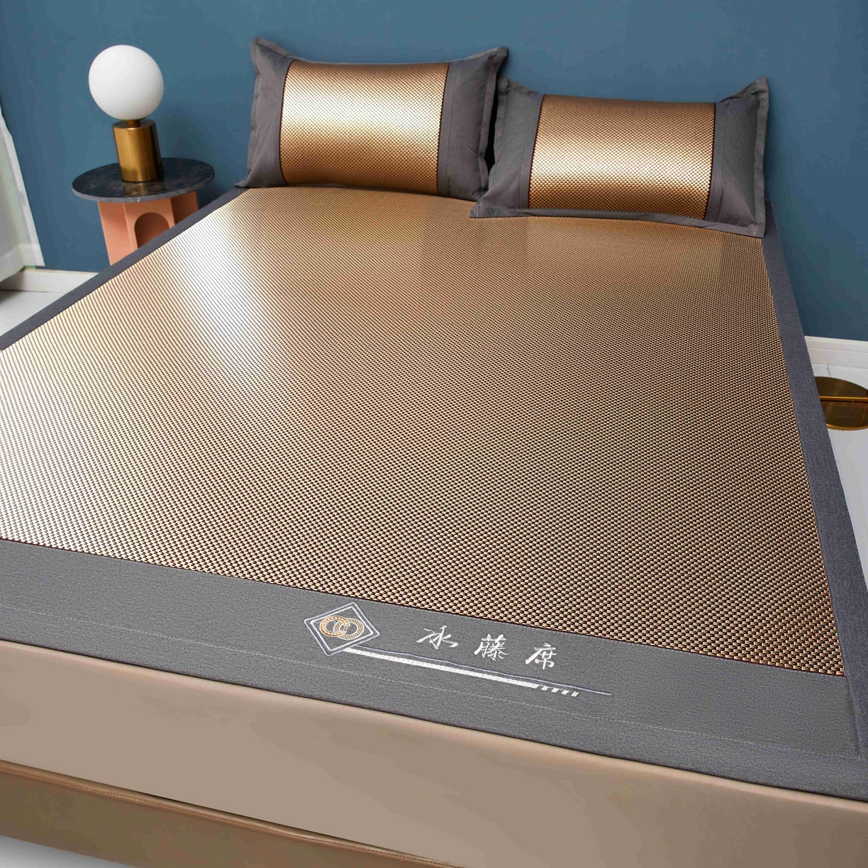 91家纺网 家纺一手货源 找家纺 席匠 2026新款冰藤三明治凉席席子 棕色