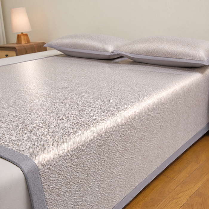 91家纺网 家纺一手货源 找家纺 航途席业 2026新款素锦色织纯冰丝席凉席席子 栗咖