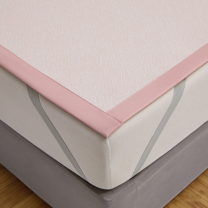 91家纺网 家纺一手货源 找家纺 航途席业 2026新款素锦色织纯冰丝席凉席席子 桃粉