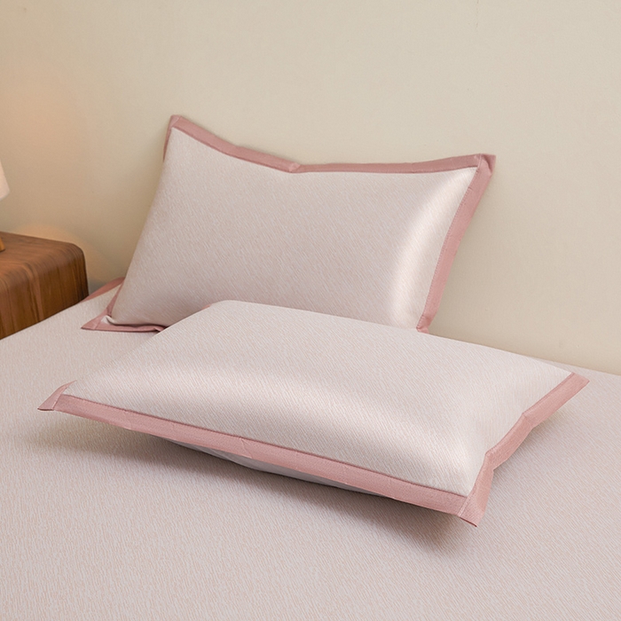 91家纺网 家纺一手货源 找家纺 航途席业 2026新款素锦色织纯冰丝席凉席席子 桃粉