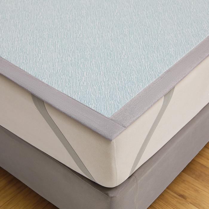 91家纺网 家纺一手货源 找家纺 航途席业 2026新款素锦色织纯冰丝席凉席席子 雾蓝