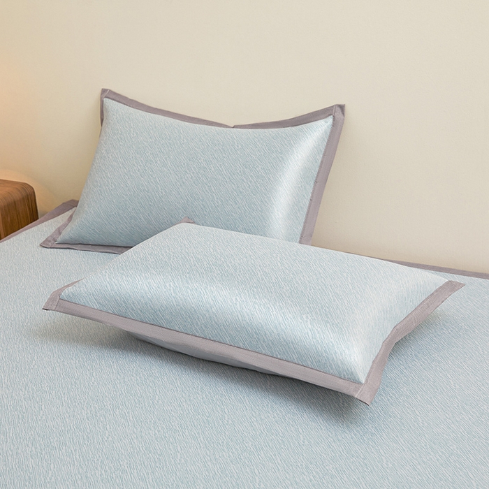 91家纺网 家纺一手货源 找家纺 航途席业 2026新款素锦色织纯冰丝席凉席席子 雾蓝