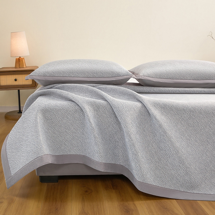 航途席业 2026新款素锦色织纯冰丝席凉席席子 烟灰