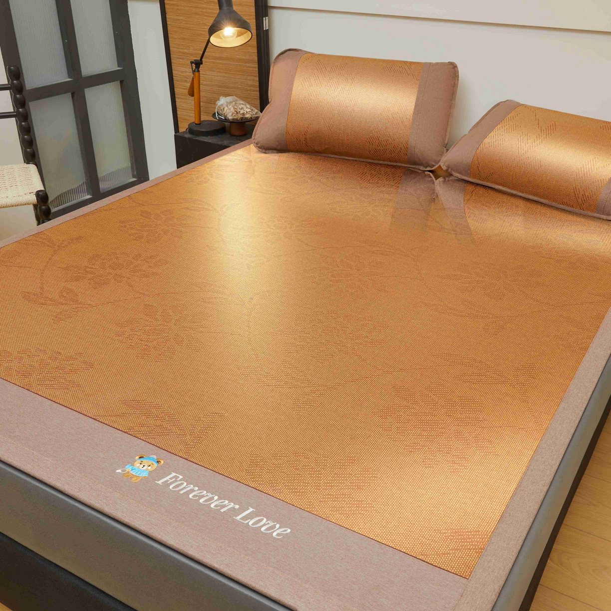 91家纺网 家纺一手货源 找家纺 席匠 2026新款小熊藤席凉席席子 水中花