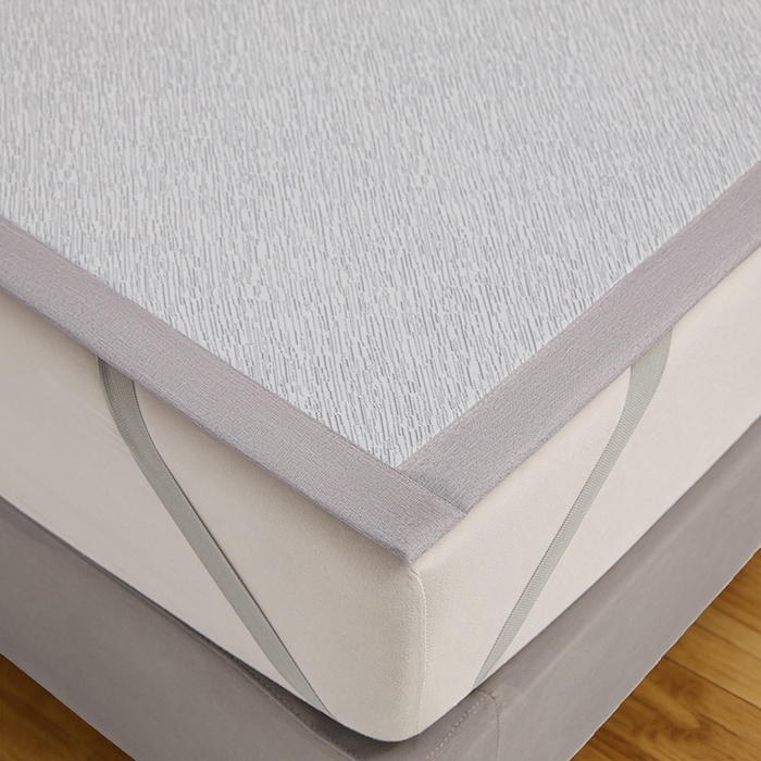 91家纺网 家纺一手货源 找家纺 航途席业 2026新款素锦色织纯冰丝席凉席席子 烟灰