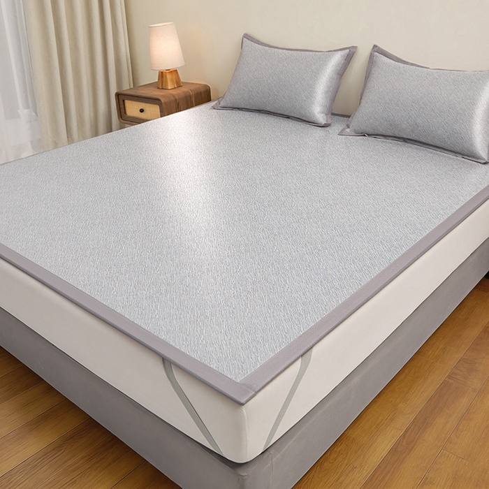 91家纺网 家纺一手货源 找家纺 航途席业 2026新款素锦色织纯冰丝席凉席席子 烟灰