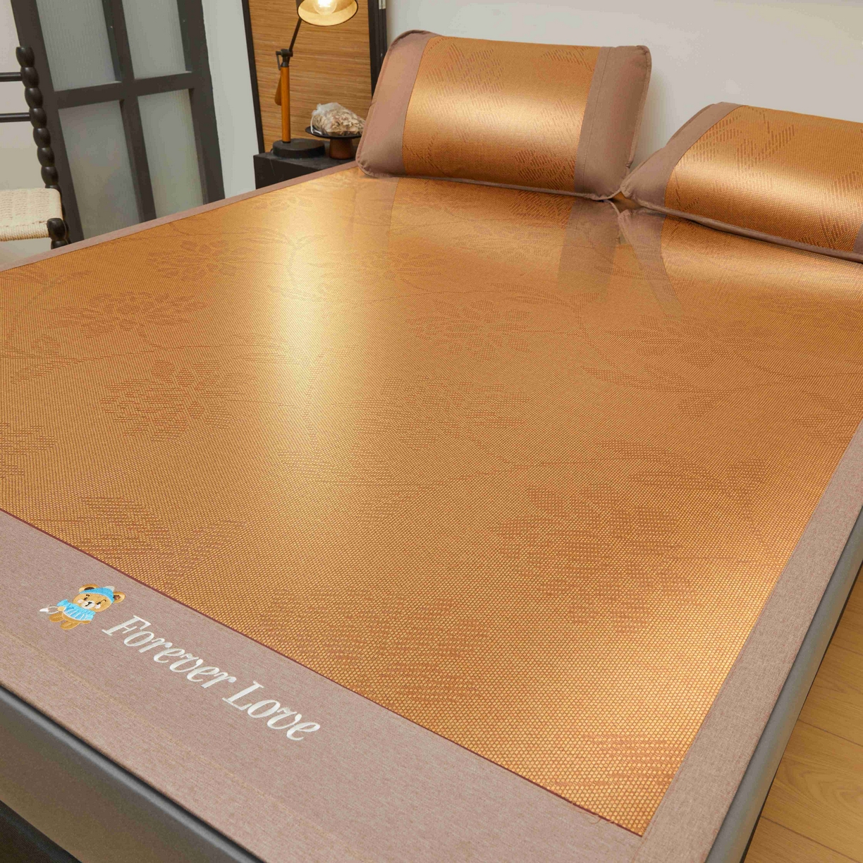 91家纺网 家纺一手货源 找家纺 席匠 2026新款小熊藤席凉席席子 水中花