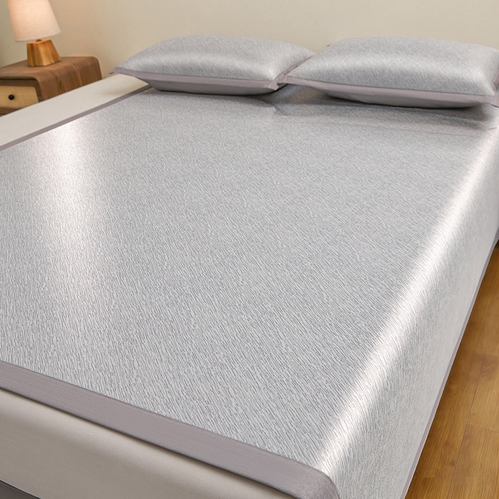 91家纺网 家纺一手货源 找家纺 航途席业 2026新款素锦色织纯冰丝席凉席席子 烟灰