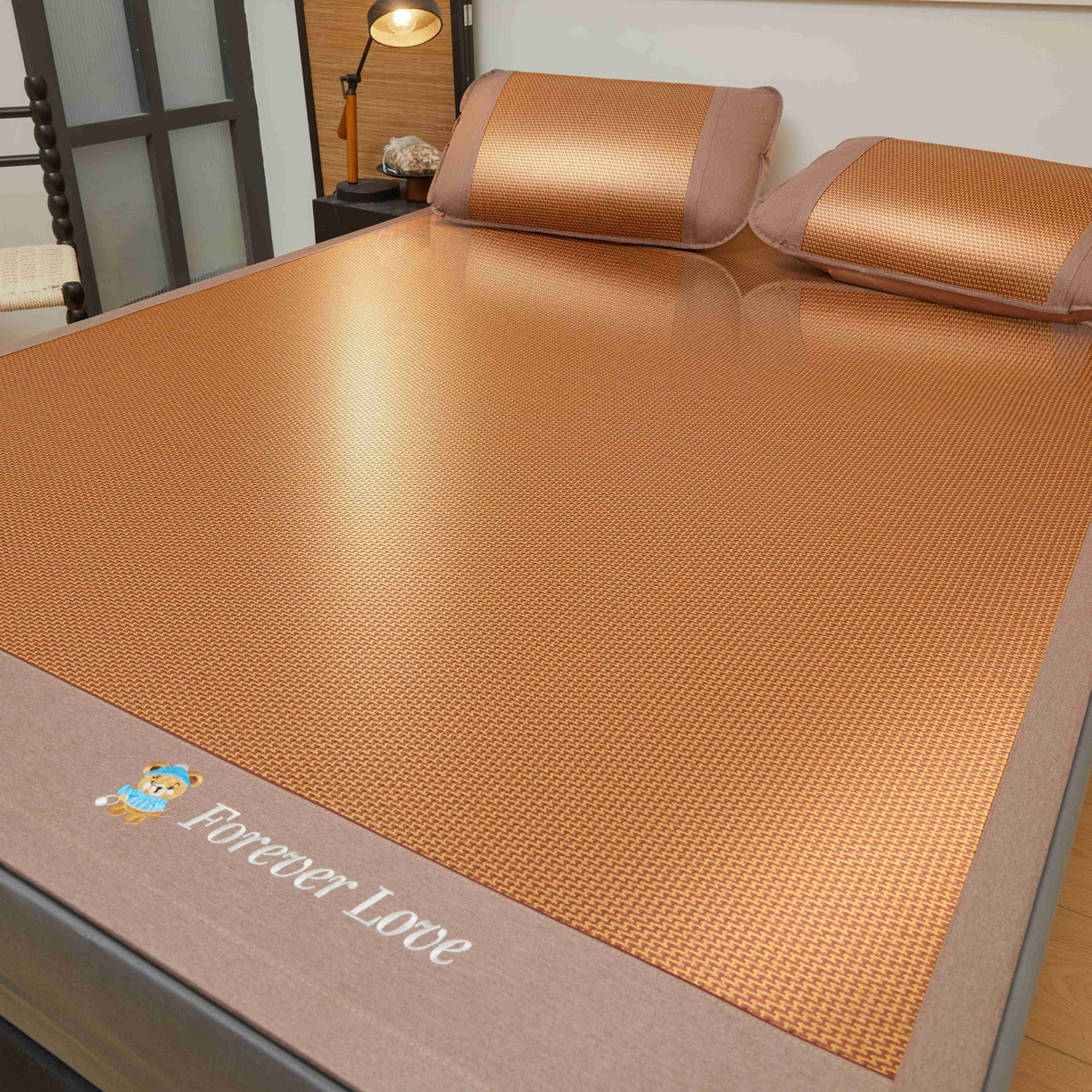 91家纺网 家纺一手货源 找家纺 席匠 2026新款小熊藤席凉席席子 步步高