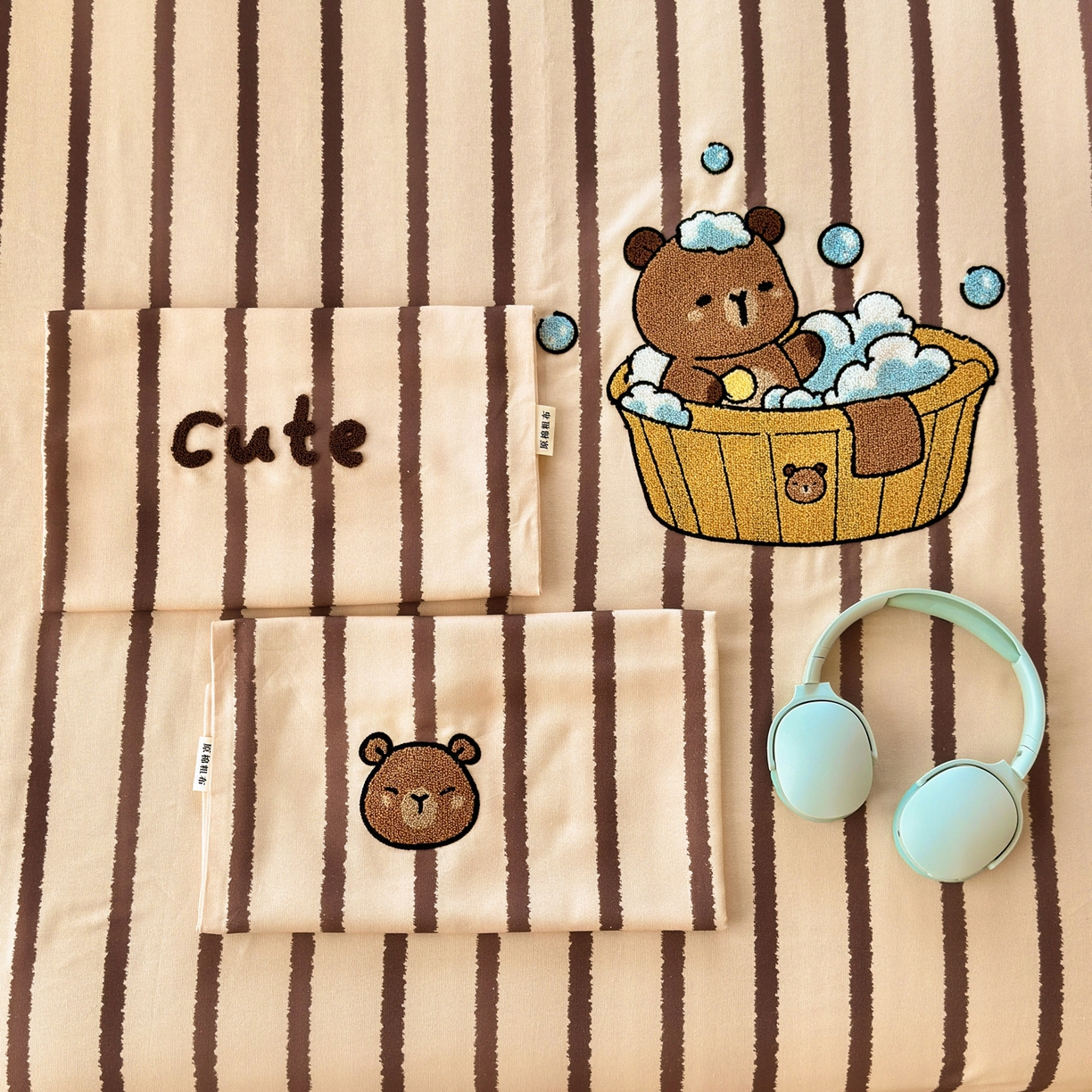 91家纺网 家纺一手货源 找家纺 沐棉家居 2026新款毛巾绣老粗布全棉纯棉床笠单品床笠单件 洗澡巴拉