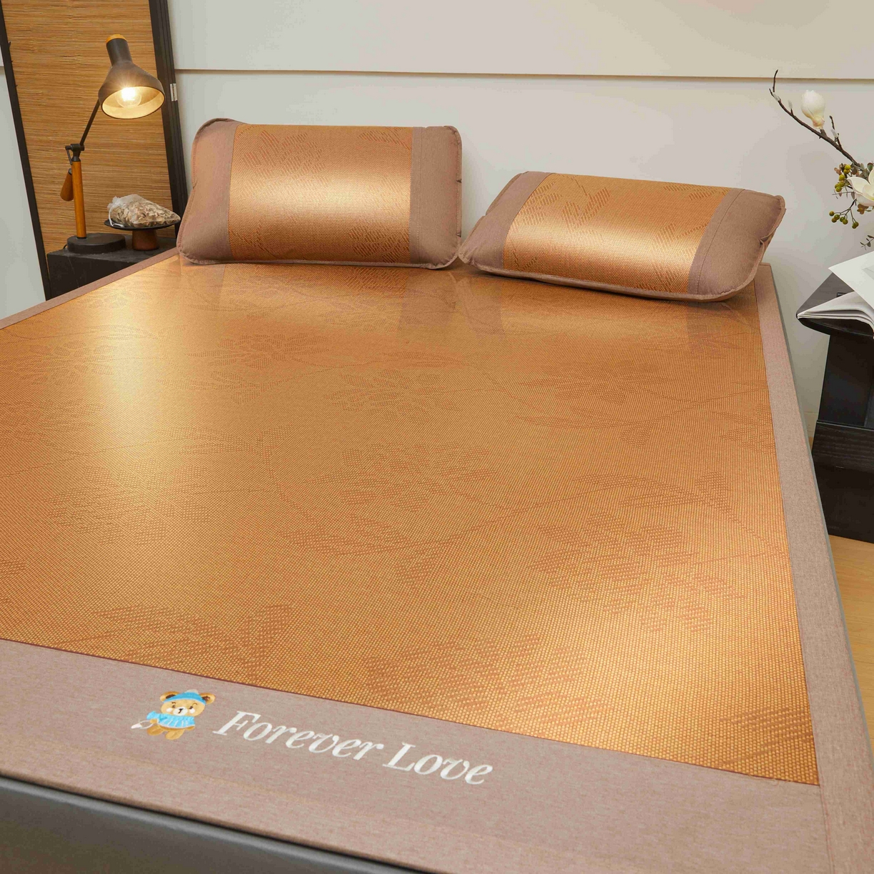 91家纺网 家纺一手货源 找家纺 席匠 2026新款小熊藤席凉席席子 水中花