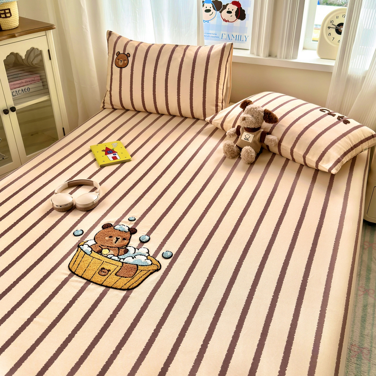 91家纺网 家纺一手货源 找家纺 沐棉家居 2026新款毛巾绣老粗布全棉纯棉床笠单品床笠单件 洗澡巴拉