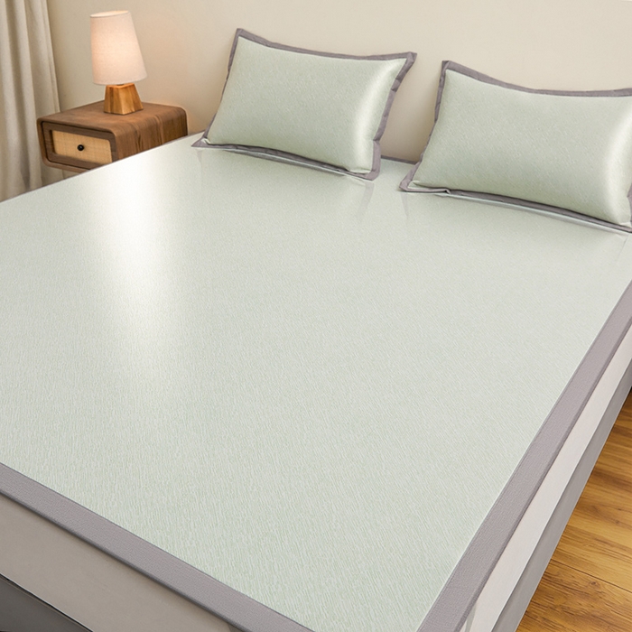 91家纺网 家纺一手货源 找家纺 航途席业 2026新款素锦色织纯冰丝席凉席席子 竹青