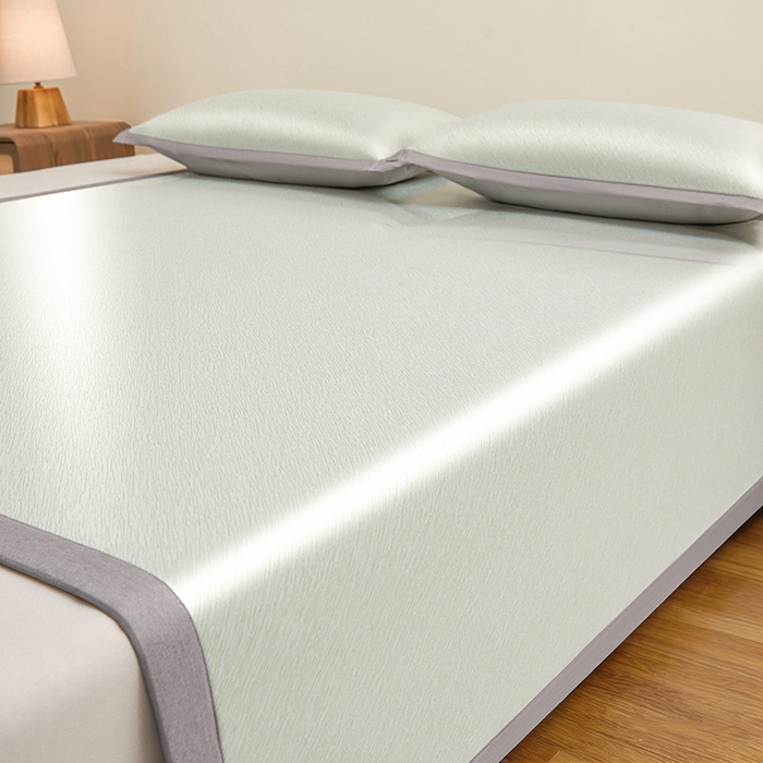 91家纺网 家纺一手货源 找家纺 航途席业 2026新款素锦色织纯冰丝席凉席席子 竹青