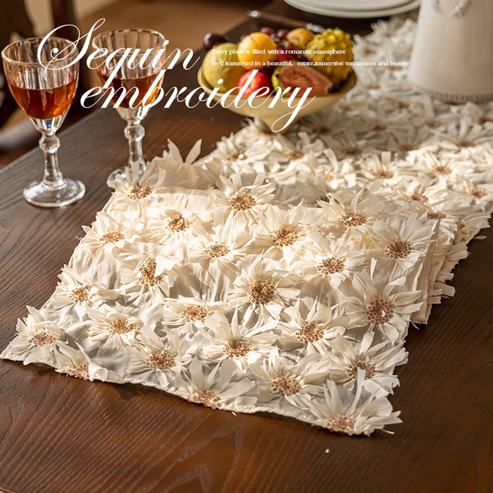 91家纺网 家纺一手货源 找家纺 （总）南通大梧纺织 2026新款法式田园雪莲花桌旗