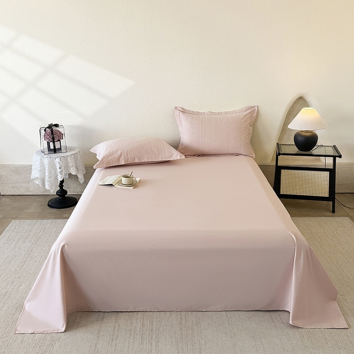 91家纺网 家纺一手货源 找家纺 玉相逢 2026新款全棉60S长绒棉立体厚织提花四件套 花漾甜心-唯美粉