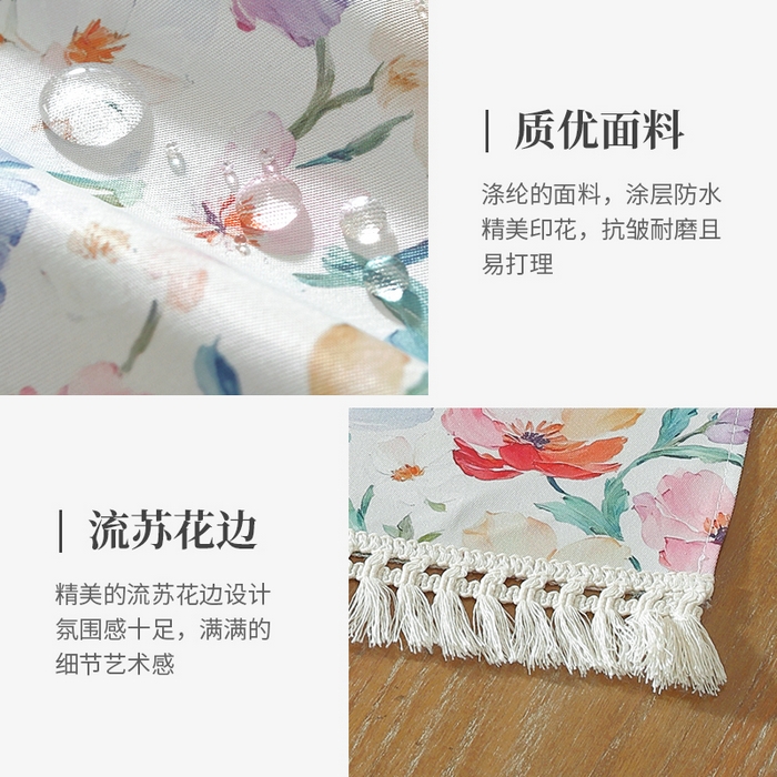 91家纺网 家纺一手货源 找家纺 南通大梧纺织 2026新款美式风情春系列桌旗 虞美人