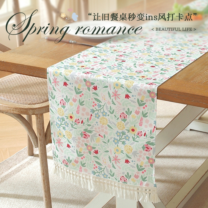 91家纺网 家纺一手货源 找家纺 南通大梧纺织 2026新款美式风情春系列桌旗 黄绣球