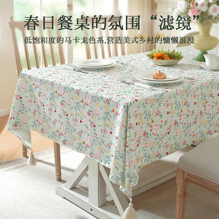 91家纺网 家纺一手货源 找家纺 南通大梧纺织 2026新款美式风情春系列桌布 黄绣球