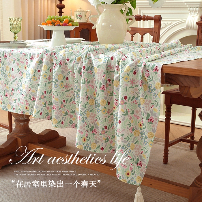 91家纺网 家纺一手货源 找家纺 南通大梧纺织 2026新款美式风情春系列桌布 黄绣球