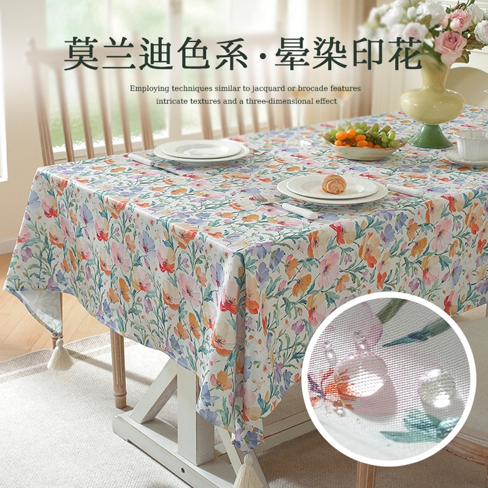 91家纺网 家纺一手货源 找家纺 南通大梧纺织 2026新款美式风情春系列桌布 虞美人