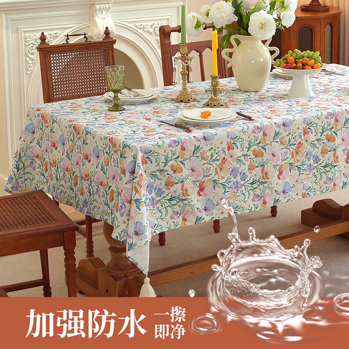 91家纺网 家纺一手货源 找家纺 南通大梧纺织 2026新款美式风情春系列桌布 虞美人