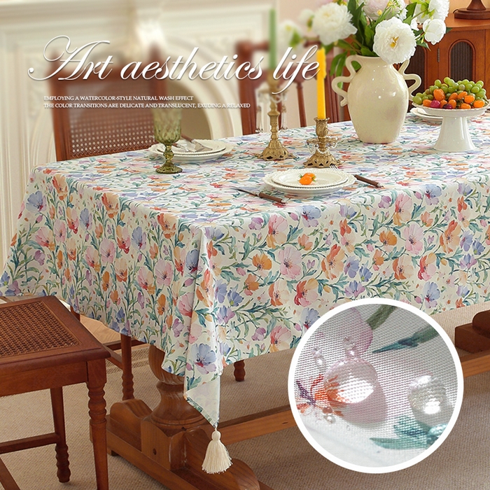 91家纺网 家纺一手货源 找家纺 南通大梧纺织 2026新款美式风情春系列桌布 虞美人