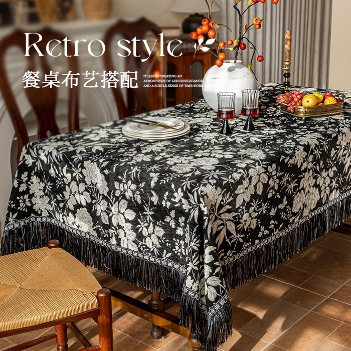 91家纺网 家纺一手货源 找家纺 （总）南通大梧纺织 2026新款美式复古风满园（流苏款）桌布