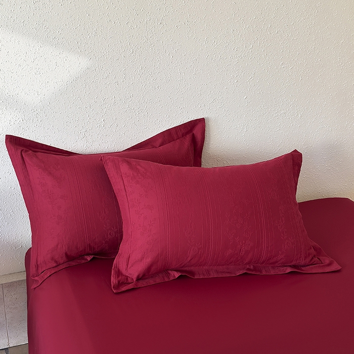 91家纺网 家纺一手货源 找家纺 玉相逢 2026新款全棉60S长绒棉立体厚织提花四件套 沁香-大红