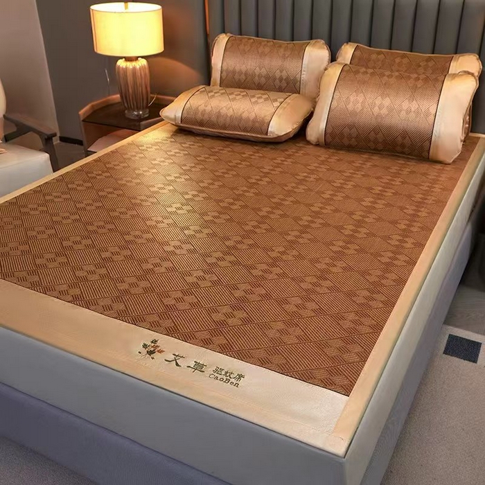 91家纺网 家纺一手货源 找家纺 席匠 2026新款艾草驱蚊藤席凉席席子 九宫格