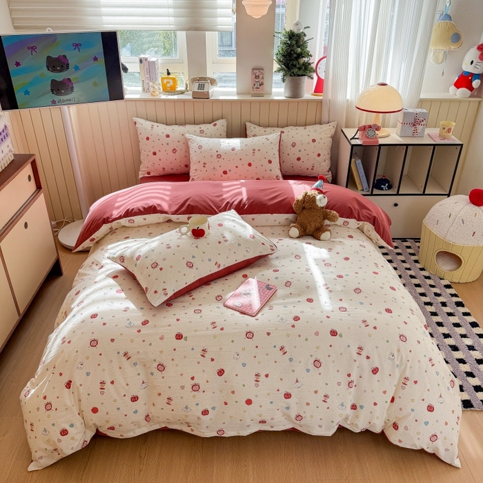 91家纺网 家纺一手货源 找家纺 （总）鑫佳居 2026新款古法仿棉小清新印花四件套