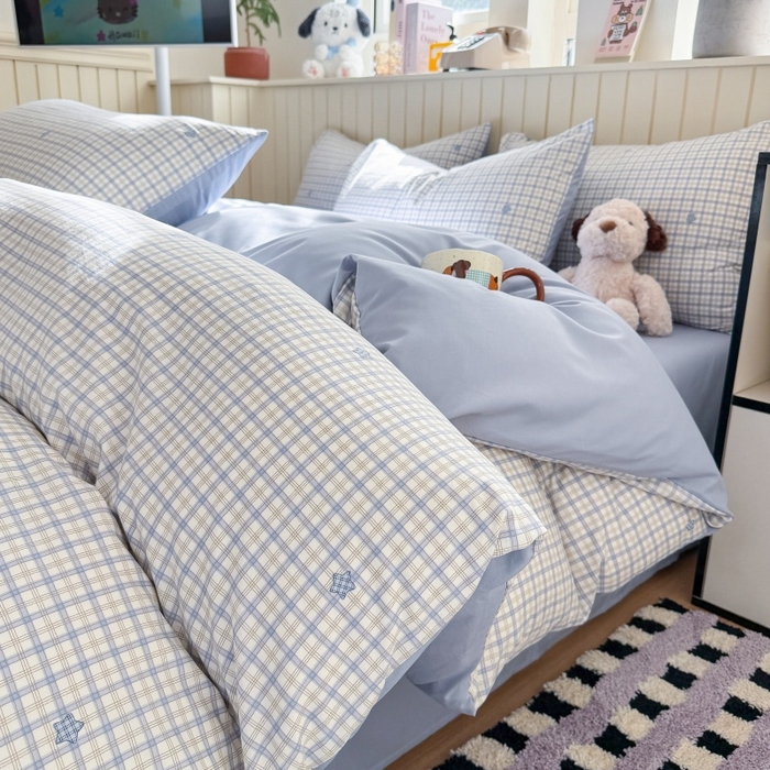 91家纺网 家纺一手货源 找家纺 鑫佳居 2026新款古法仿棉小清新印花四件套 愿落星河