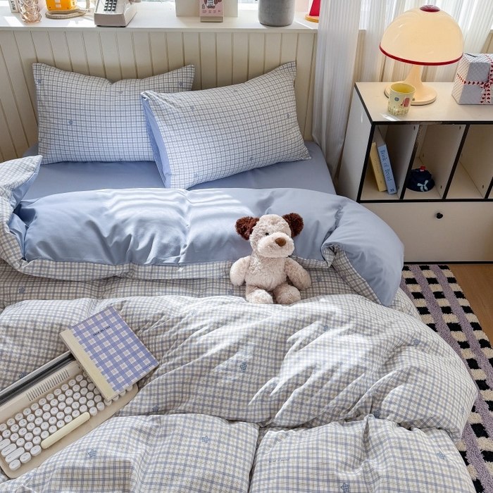 91家纺网 家纺一手货源 找家纺 鑫佳居 2026新款古法仿棉小清新印花四件套 愿落星河