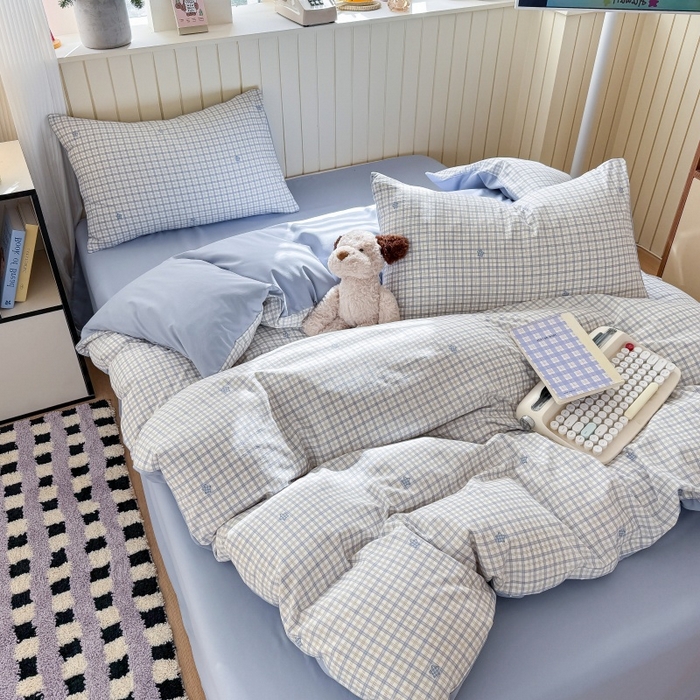 91家纺网 家纺一手货源 找家纺 鑫佳居 2026新款古法仿棉小清新印花四件套 愿落星河