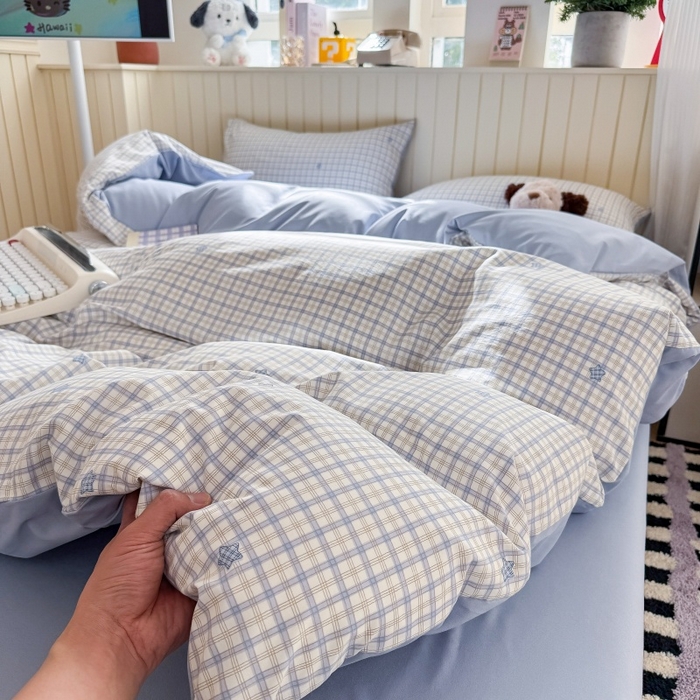 91家纺网 家纺一手货源 找家纺 鑫佳居 2026新款古法仿棉小清新印花四件套 愿落星河