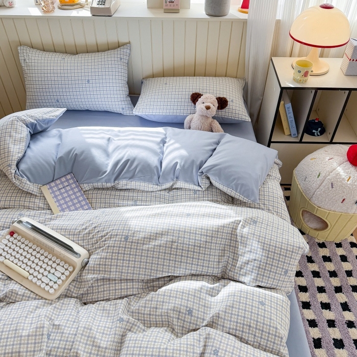 91家纺网 家纺一手货源 找家纺 鑫佳居 2026新款古法仿棉小清新印花四件套 愿落星河