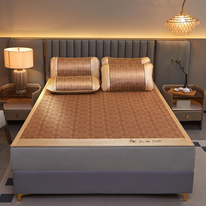 91家纺网 家纺一手货源 找家纺 席匠 2026新款艾草驱蚊藤席凉席席子 九宫格