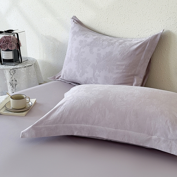 91家纺网 家纺一手货源 找家纺 玉相逢 2026新款全棉60S长绒棉立体厚织提花四件套 香草-幻影紫