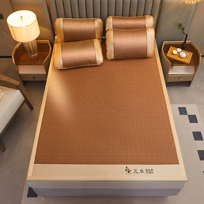 91家纺网 家纺一手货源 找家纺 席匠 2026新款艾草驱蚊藤席凉席席子 饼干花