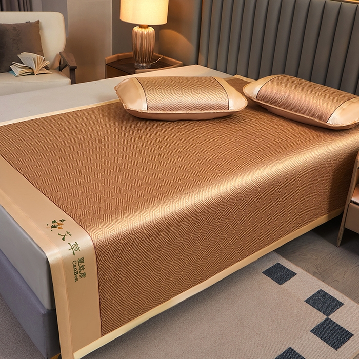 91家纺网 家纺一手货源 找家纺 席匠 2026新款艾草驱蚊藤席凉席席子 饼干花