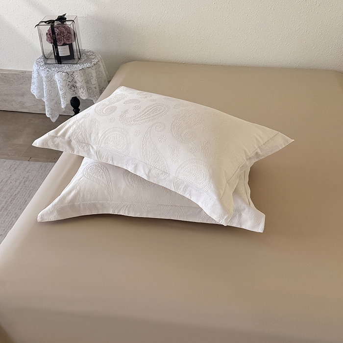 91家纺网 家纺一手货源 找家纺 玉相逢 2026新款全棉60S长绒棉立体厚织提花四件套 腰果-米杏