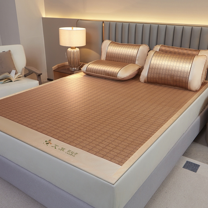 91家纺网 家纺一手货源 找家纺 席匠 2026新款艾草驱蚊藤席凉席席子 罗马格