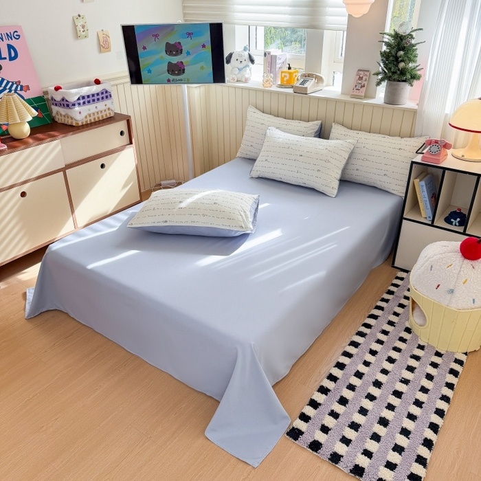 91家纺网 家纺一手货源 找家纺 鑫佳居 2026新款古法仿棉小清新印花四件套 鱼梦