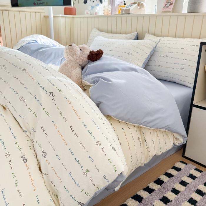 鑫佳居 2026新款古法仿棉小清新印花四件套 鱼梦